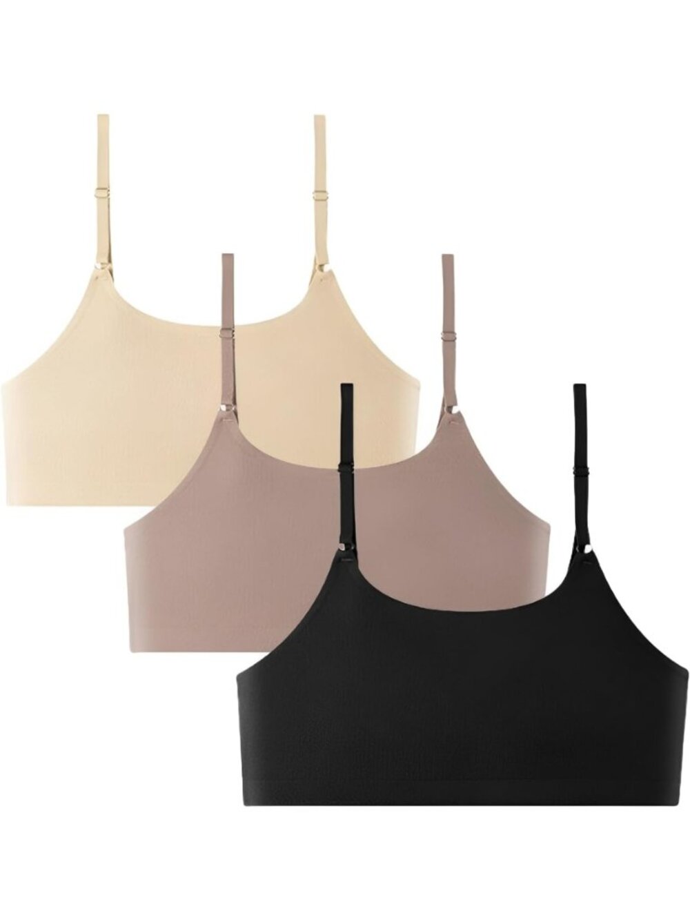 3PCS Seamless Cami Bras - Unpadded Bralette, Smooth Everyday & Sleep Sports Bra